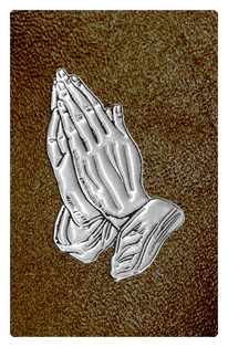 DF35T 516 SL SH BR Silver Praying Hands Shimmer Brown Background